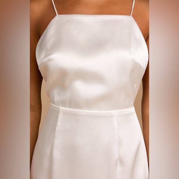 Lulus Adoring Attitude White Satin Column Midi Dress - Picture 4 of 9